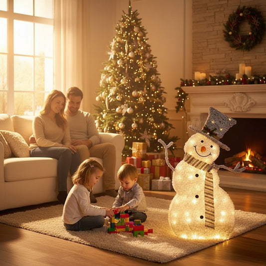 LED Christmas Snowman Decoration Light - Collapsible Battery Operated - Festive Holiday Decor for Indoor & Outdoor