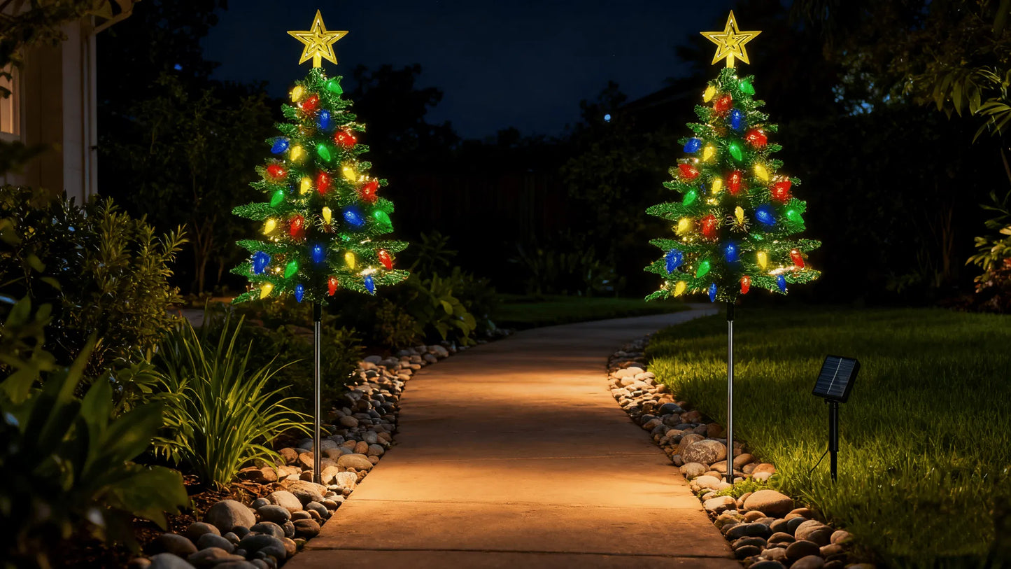 Christmas Tree Lights Solar Powered 2 Pack - 37.4ft 100 LEDs, 8 Modes, IP44 Waterproof - Perfect Holiday Decor Gift