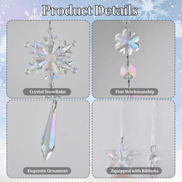 21-Piece Crystal Christmas Tree Ornaments Set - Sparkling Snowflake Decorations