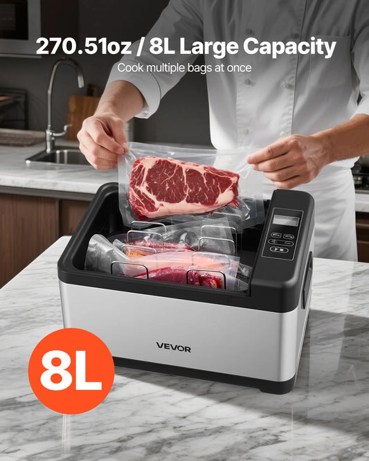 Sous Vide Cooker - 800W All-in-One Sous Vide Machine with LED Display & Glass Lid - Precision Cooking