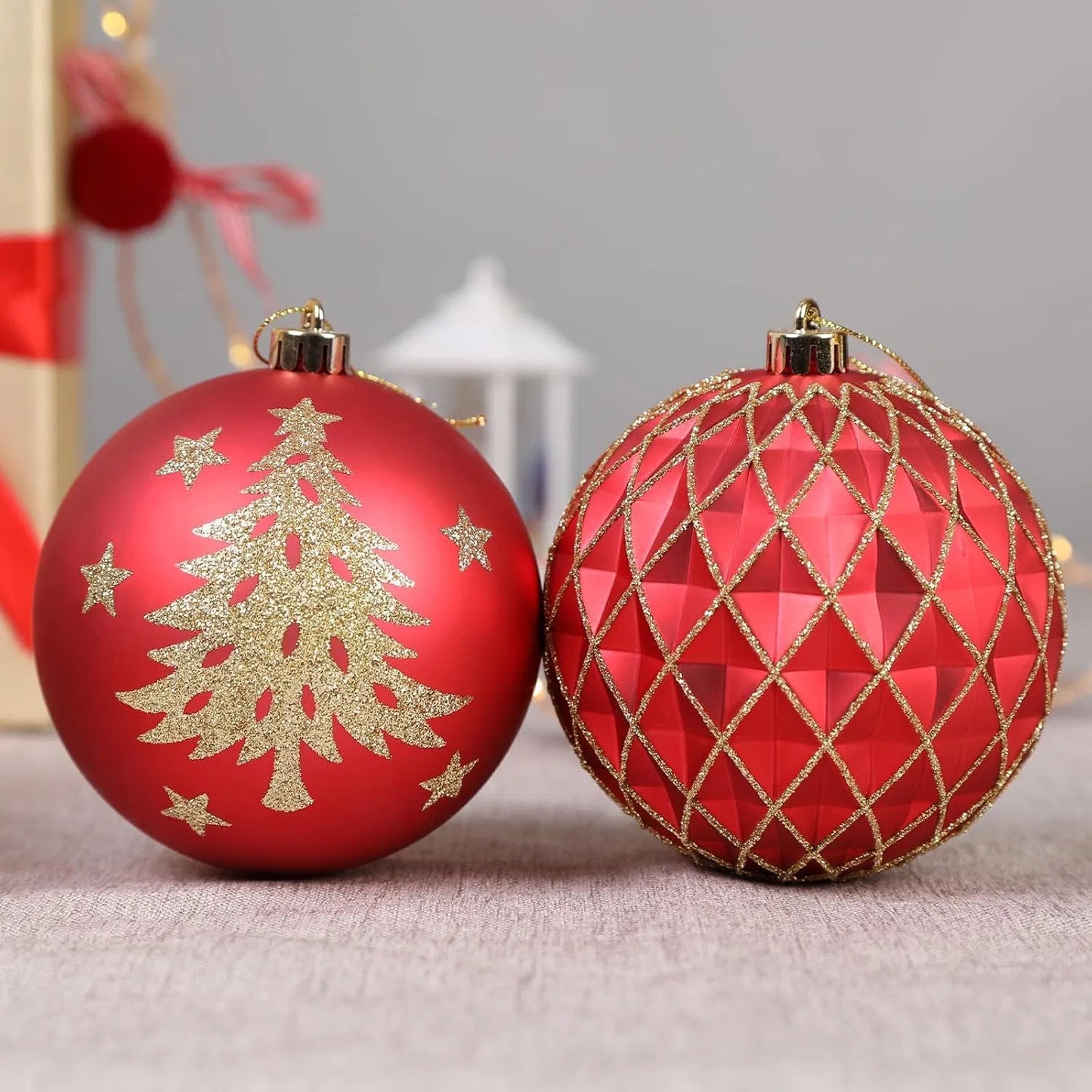 4 Style 100MM/ 4 Inch Shatterproof 9PCS Large Christmas Ball Ornaments Set