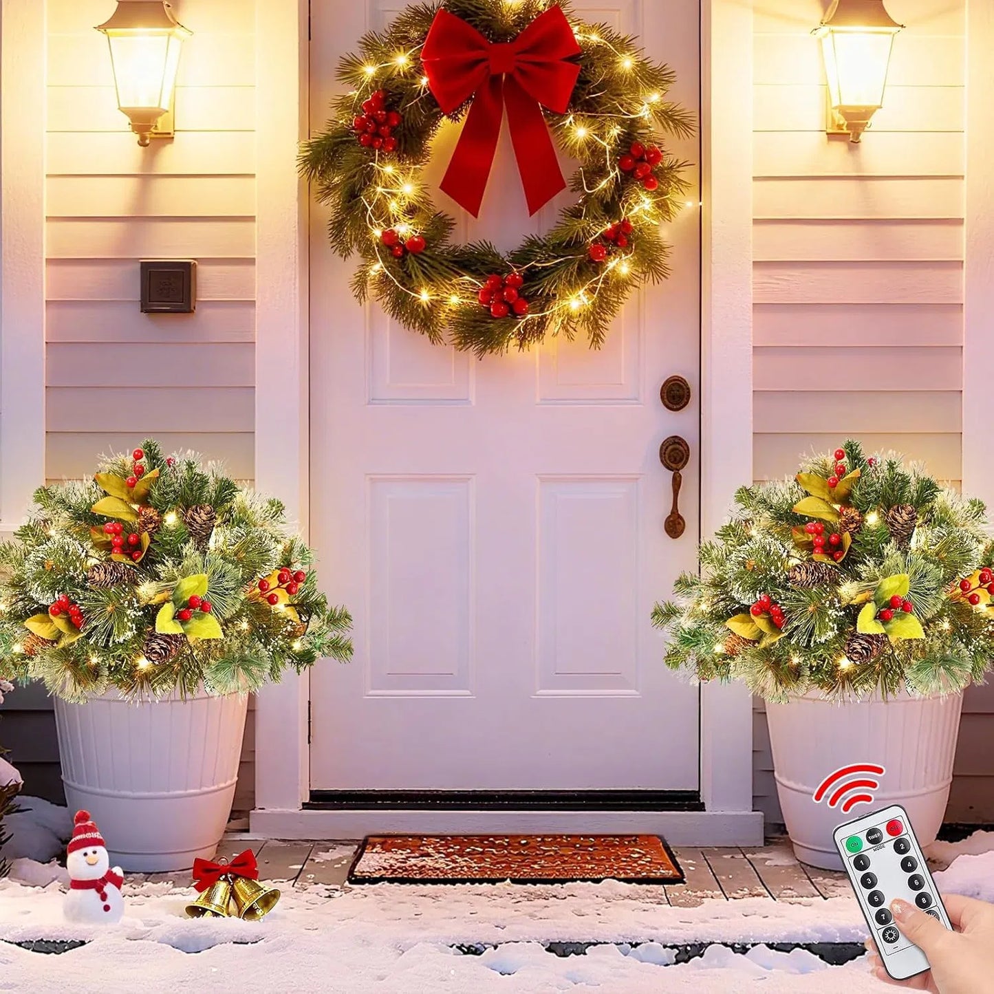 20 Inch Prelit Christmas Hanging Basket with 30 LED Lights & Remote Control