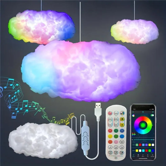 3D Cloud Light Kit - Music Sync RGB LED Strip Lights for Gaming Room & Bedroom