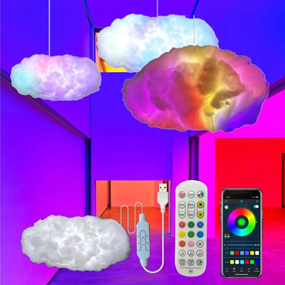 3D Cloud Light Kit - Music Sync RGB LED Strip Lights for Gaming Room & Bedroom