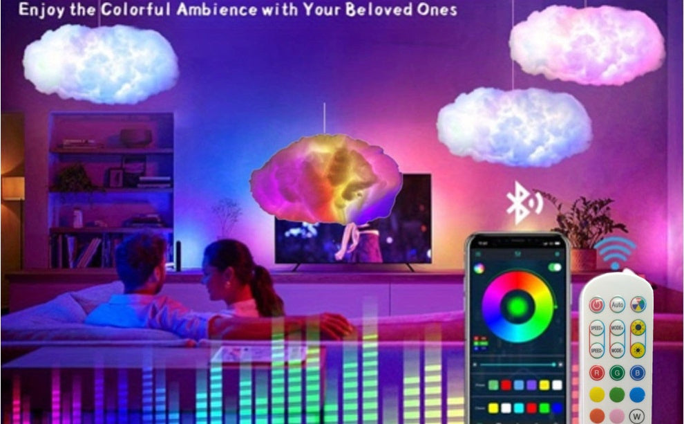 3D Cloud Light Kit - Music Sync RGB LED Strip Lights for Gaming Room & Bedroom
