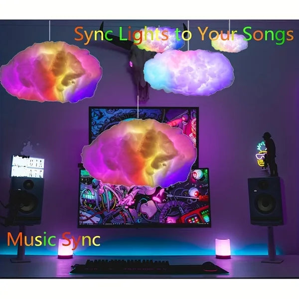 3D Cloud Light Kit - Music Sync RGB LED Strip Lights for Gaming Room & Bedroom