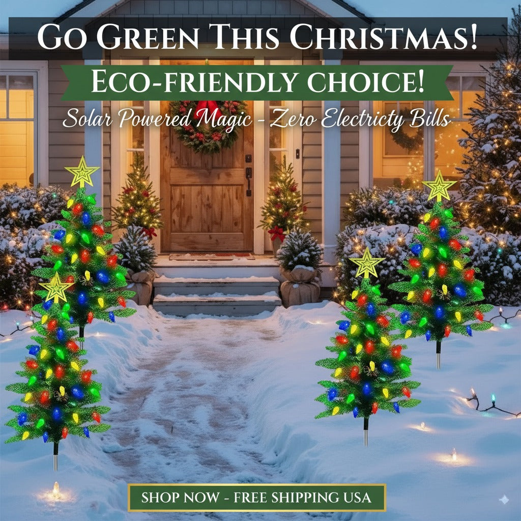 Christmas Tree Lights Solar Powered 2 Pack - 37.4ft 100 LEDs, 8 Modes, IP44 Waterproof - Perfect Holiday Decor Gift