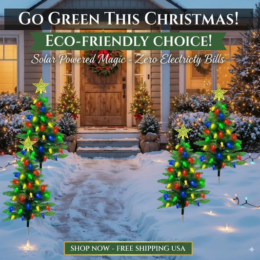Christmas Tree Lights Solar Powered 2 Pack - 37.4ft 100 LEDs, 8 Modes, IP44 Waterproof - Perfect Holiday Decor Gift