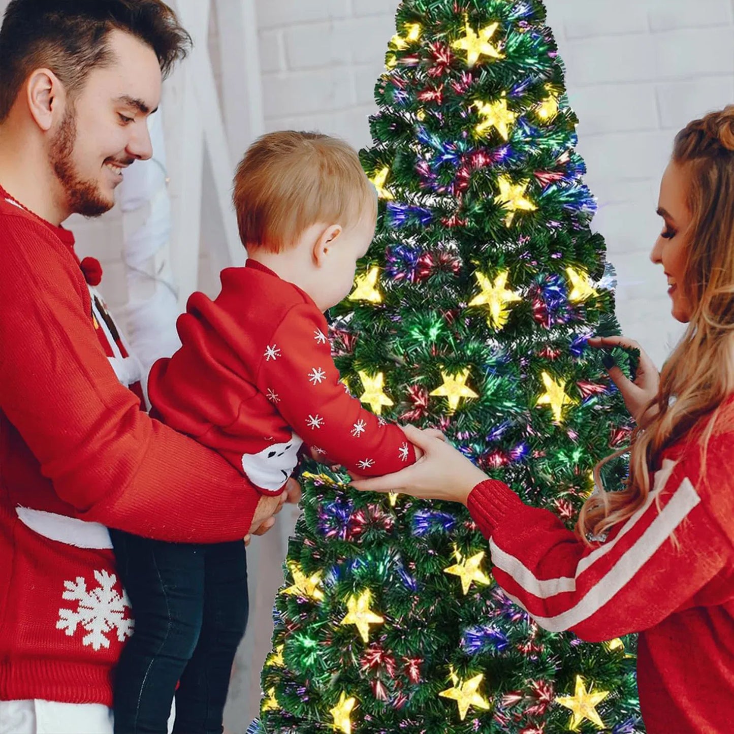 6ft Silver Pre-Lit Artificial Christmas Tree - 800 Branch Tips, 300 LED Lights, 11 Lighting Modes - Full Hinged Tree with Metal Stand