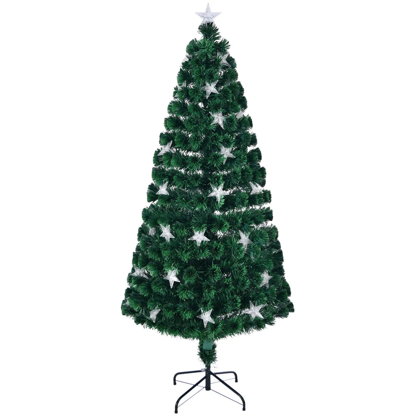 6ft Silver Pre-Lit Artificial Christmas Tree - 800 Branch Tips, 300 LED Lights, 11 Lighting Modes - Full Hinged Tree with Metal Stand