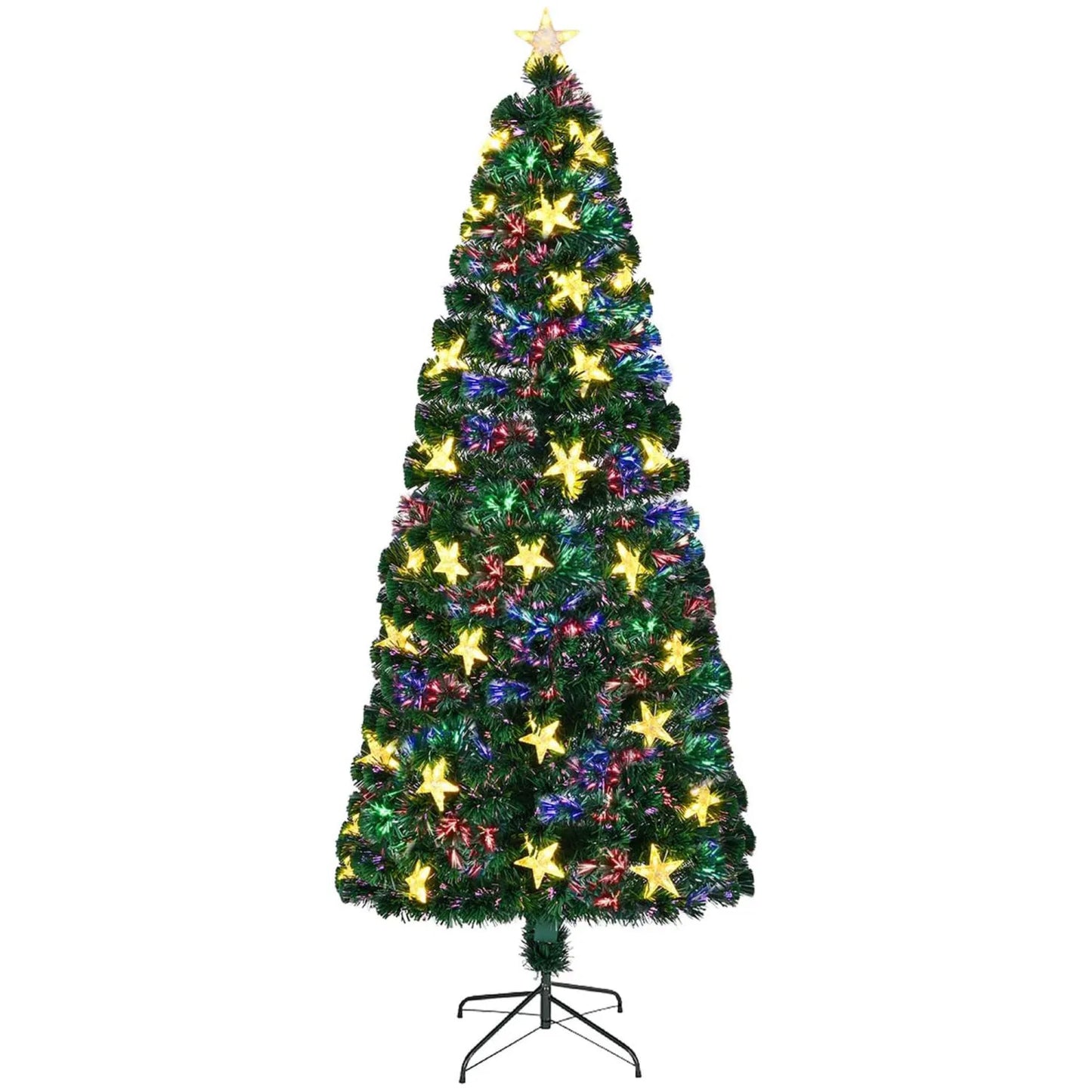 6ft Silver Pre-Lit Artificial Christmas Tree - 800 Branch Tips, 300 LED Lights, 11 Lighting Modes - Full Hinged Tree with Metal Stand