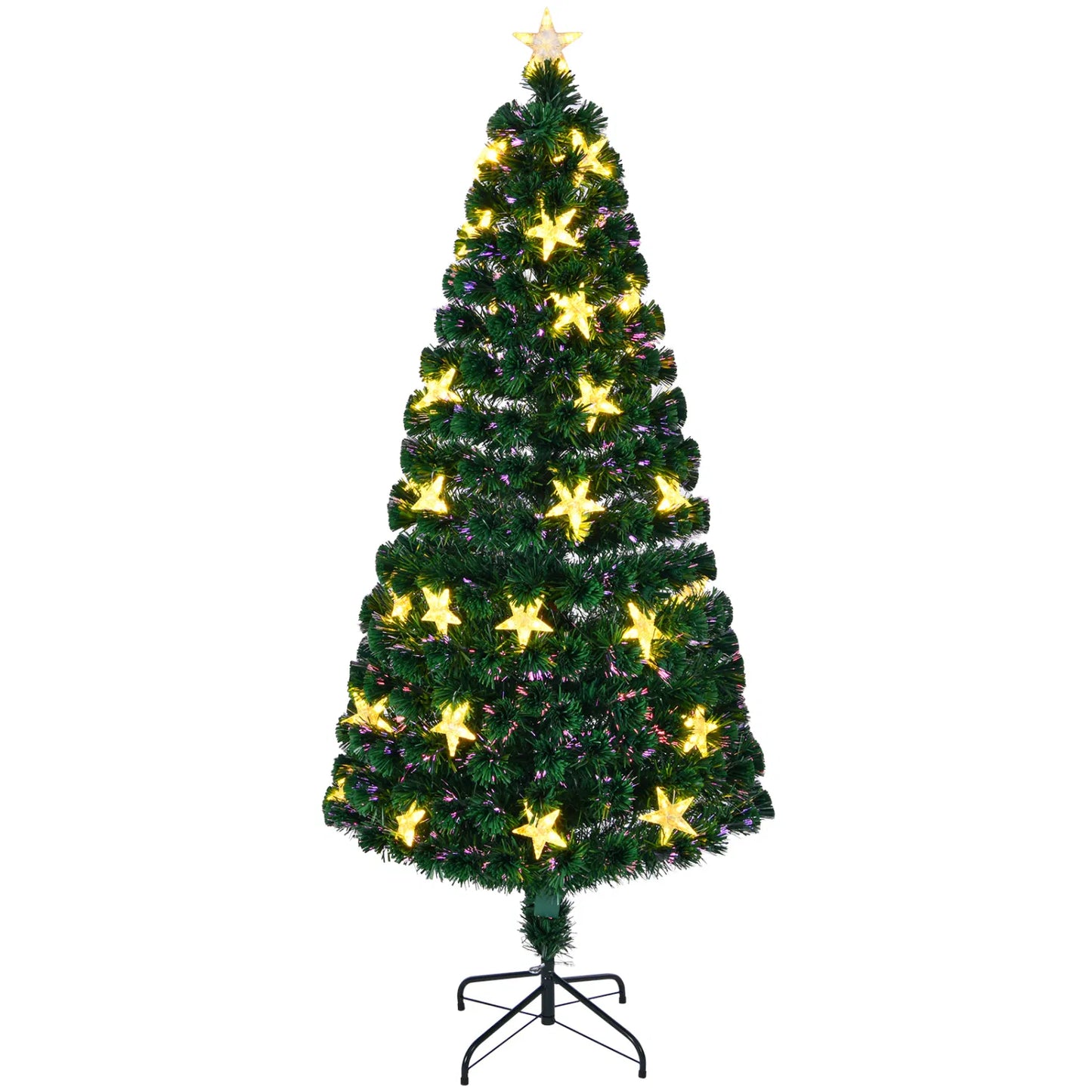 6ft Silver Pre-Lit Artificial Christmas Tree - 800 Branch Tips, 300 LED Lights, 11 Lighting Modes - Full Hinged Tree with Metal Stand