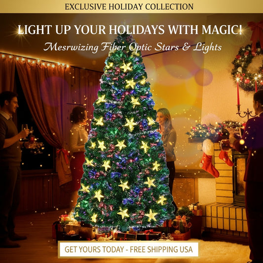 6ft Silver Pre-Lit Artificial Christmas Tree - 800 Branch Tips, 300 LED Lights, 11 Lighting Modes - Full Hinged Tree with Metal Stand