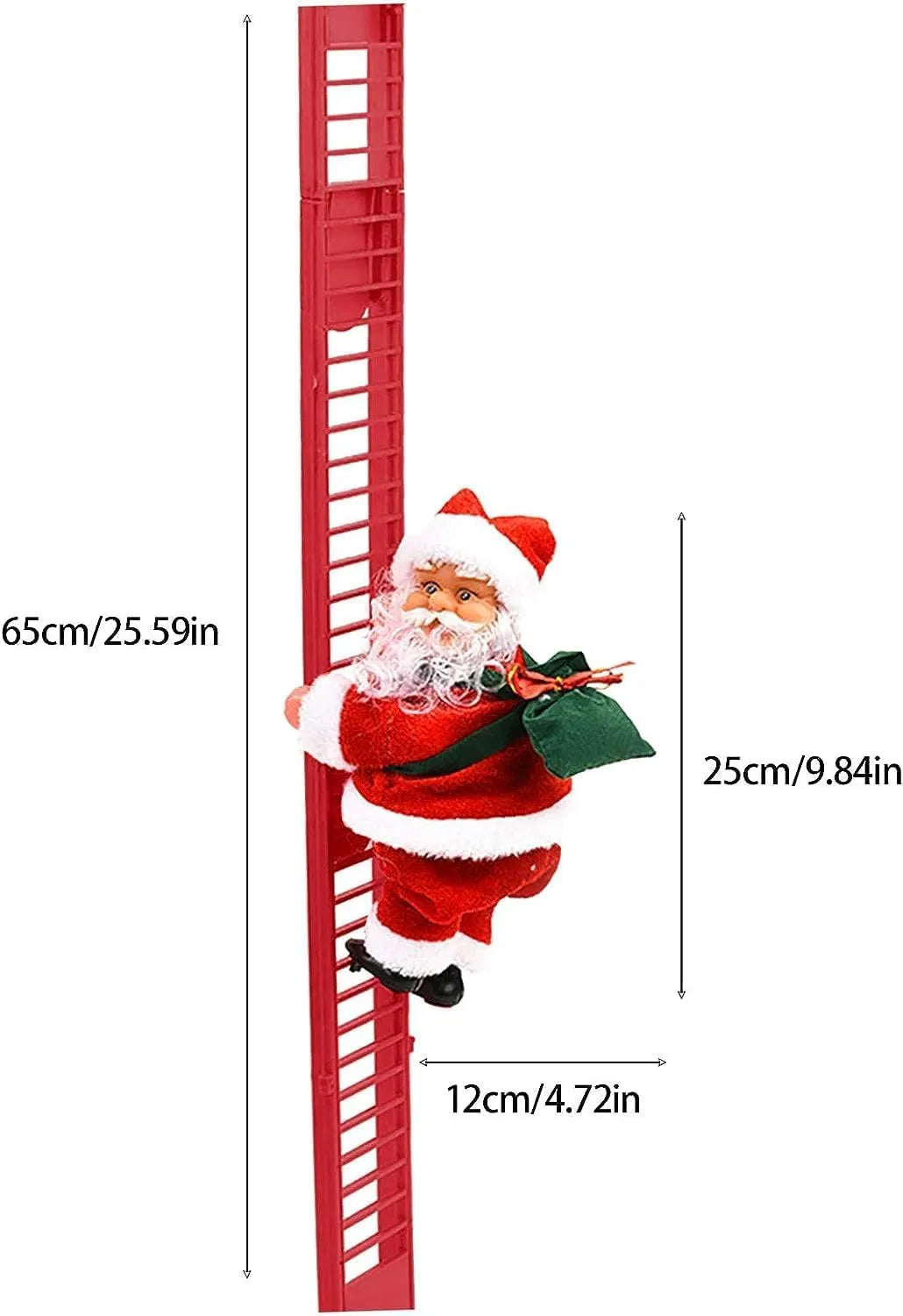 Christmas Electric Climbing Santa with Music & LED Light - Musical Ladder Climbing Santa Claus Doll - Xmas Tree Decorations & Holiday Party Gift