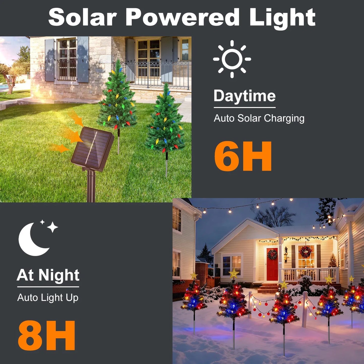 Christmas Tree Lights Solar Powered 2 Pack - 37.4ft 100 LEDs, 8 Modes, IP44 Waterproof - Perfect Holiday Decor Gift