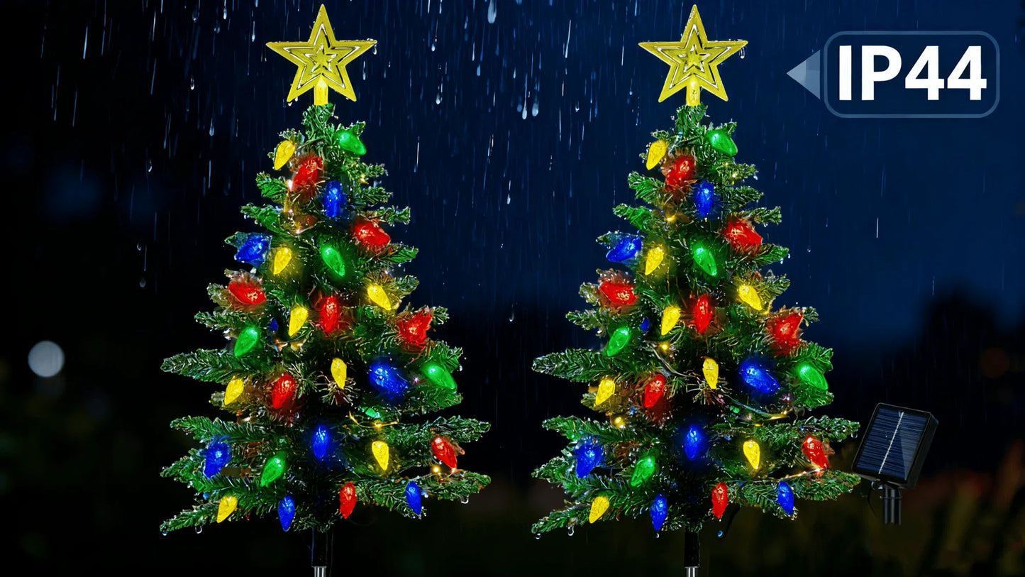 Christmas Tree Lights Solar Powered 2 Pack - 37.4ft 100 LEDs, 8 Modes, IP44 Waterproof - Perfect Holiday Decor Gift
