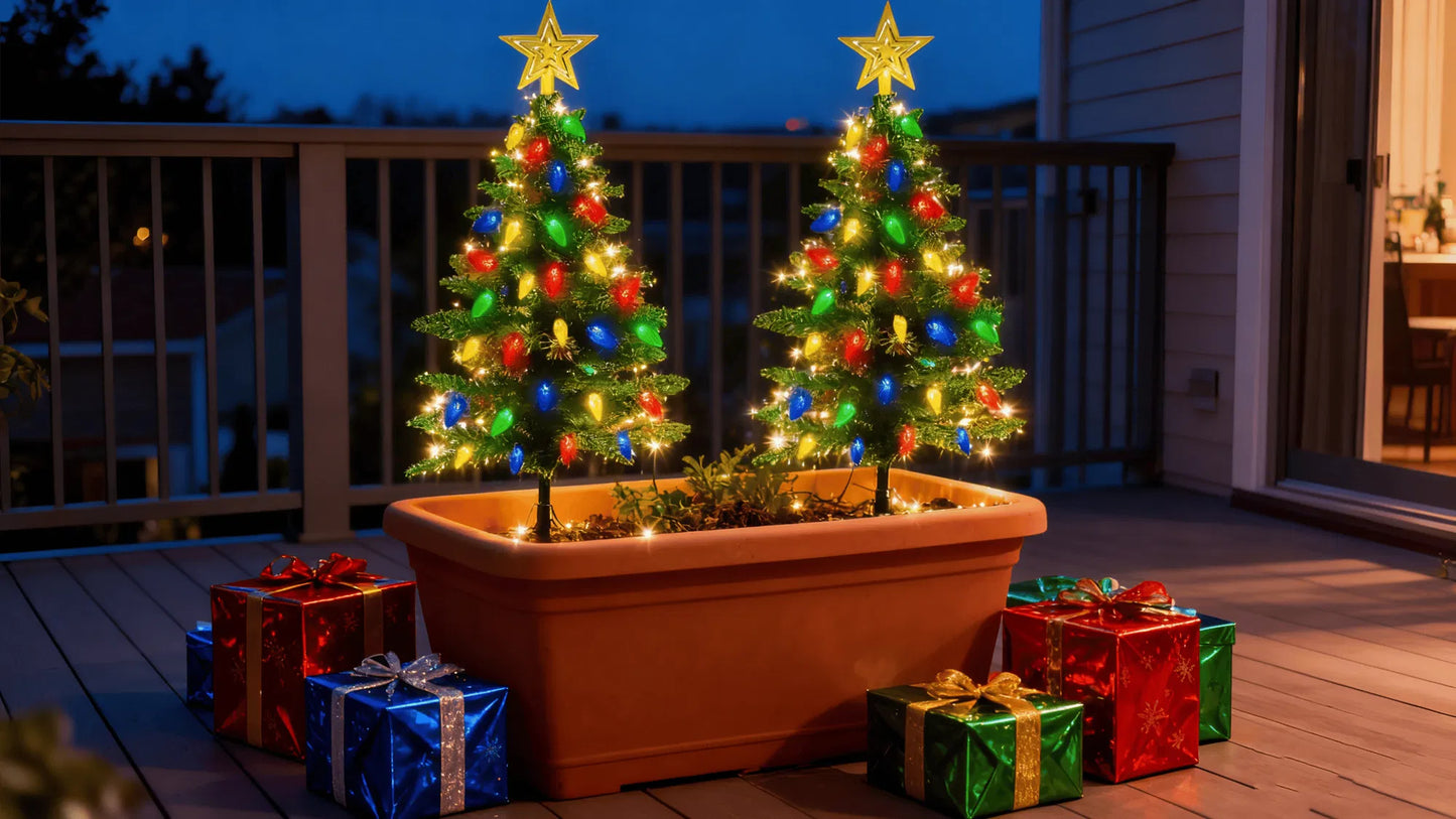 Christmas Tree Lights Solar Powered 2 Pack - 37.4ft 100 LEDs, 8 Modes, IP44 Waterproof - Perfect Holiday Decor Gift