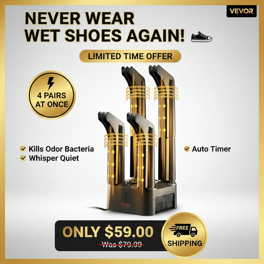 4-Tube Detachable Shoe Dryer with Heat Blower & Timer - Fast Drying Boot & Glove Warmer