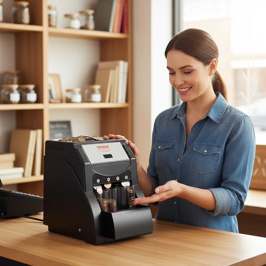 Coin Sorter Machine - USD Coin Counter & Wrapper - 230 Coins/Min - Professional Money Counting Machine with 4 Tubes