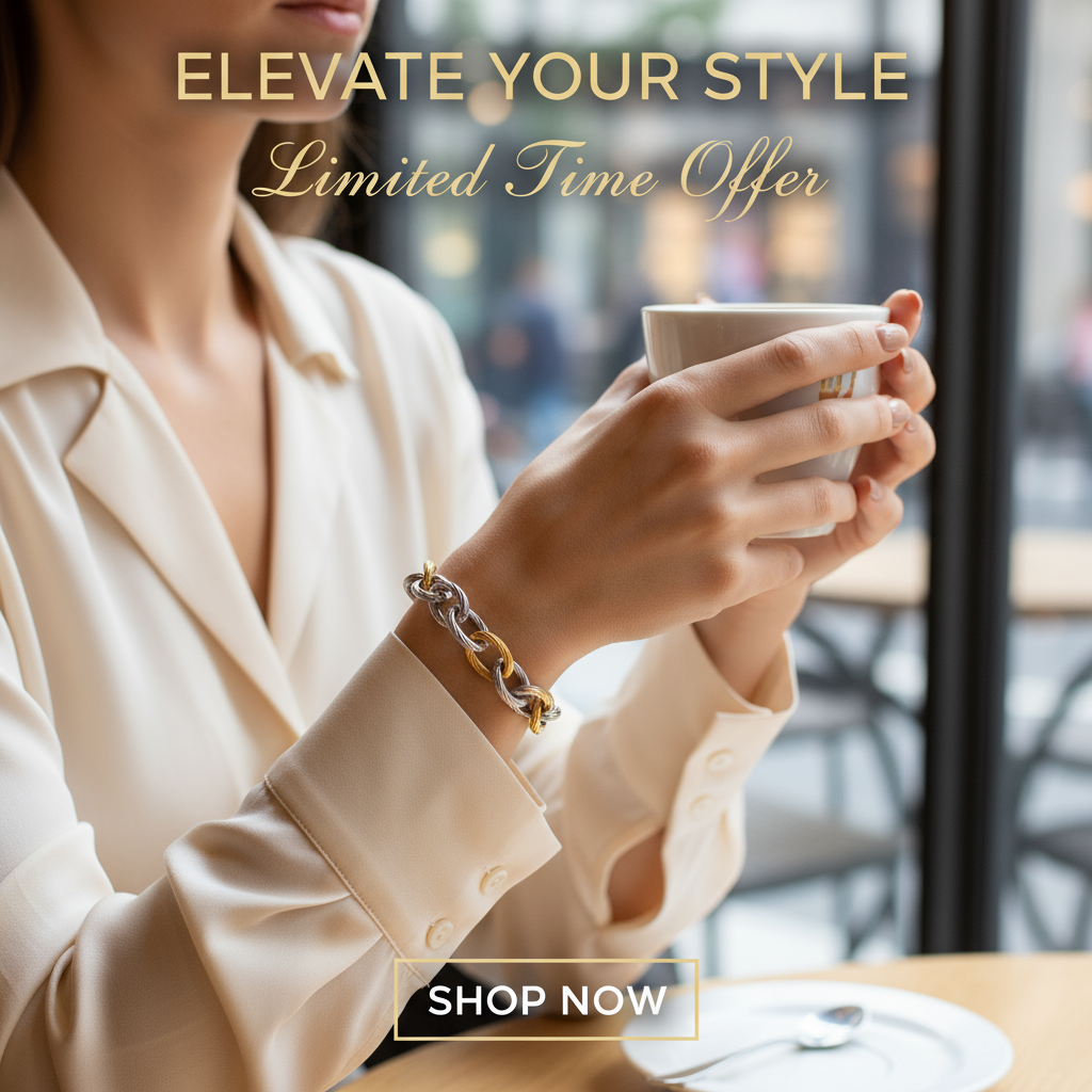 18k Yellow Gold and Sterling Silver Rhodium Plated Diamond Cut Chain Bracelet