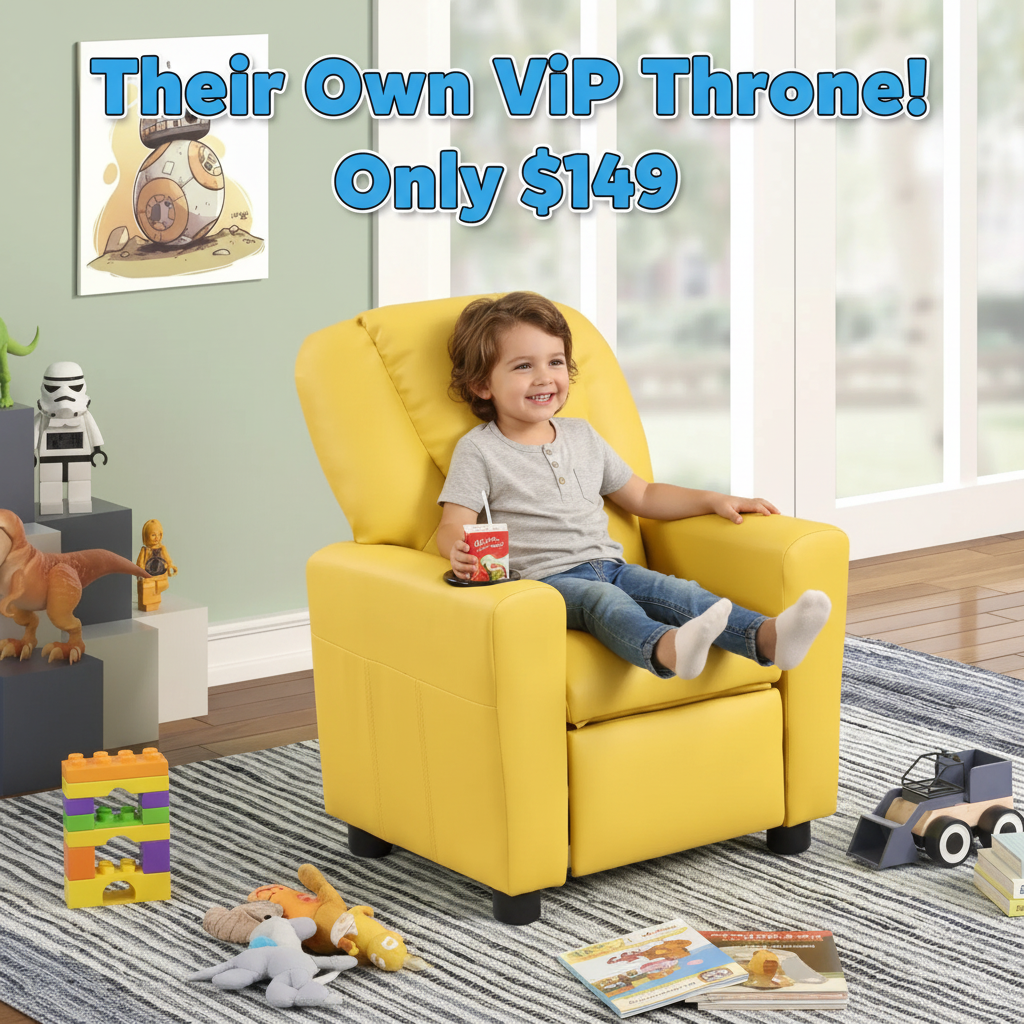 Marisa 22" Yellow PU Leather Kids Recliner Chair with Cupholder