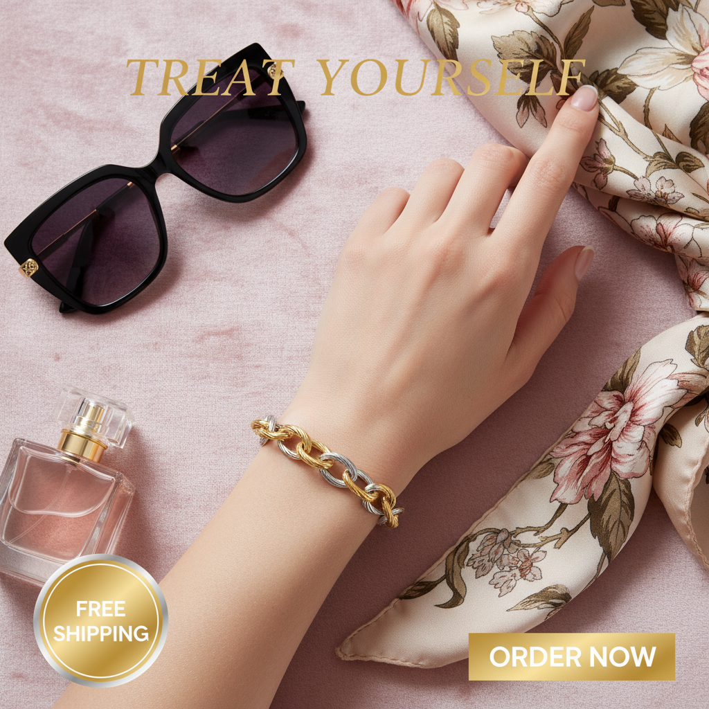 18k Yellow Gold and Sterling Silver Rhodium Plated Diamond Cut Chain Bracelet