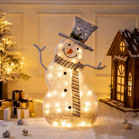 LED Christmas Snowman Decoration Light - Collapsible Battery Operated - Festive Holiday Decor for Indoor & Outdoor