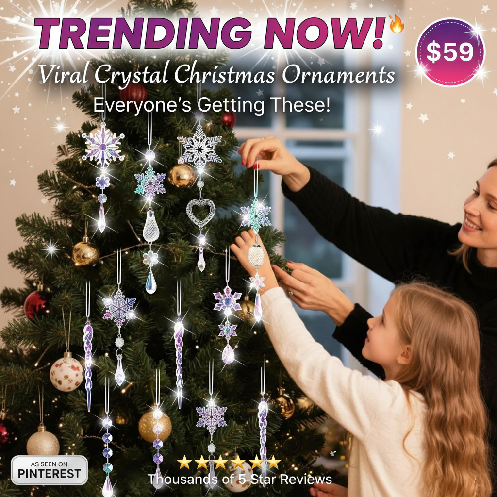 21-Piece Crystal Christmas Tree Ornaments Set - Sparkling Snowflake Decorations