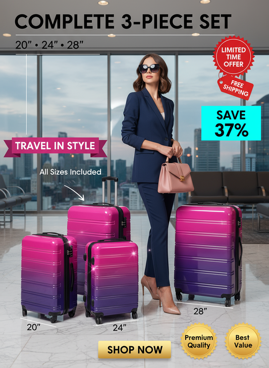 Luxury 3-Piece Luggage Set - Elite Travel Lifestyle