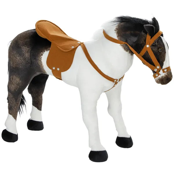 Qaba Ride-On Horse for Toddlers 3-8 Years Old - Stuffed Animal Horse Toy with Neighing Sound
