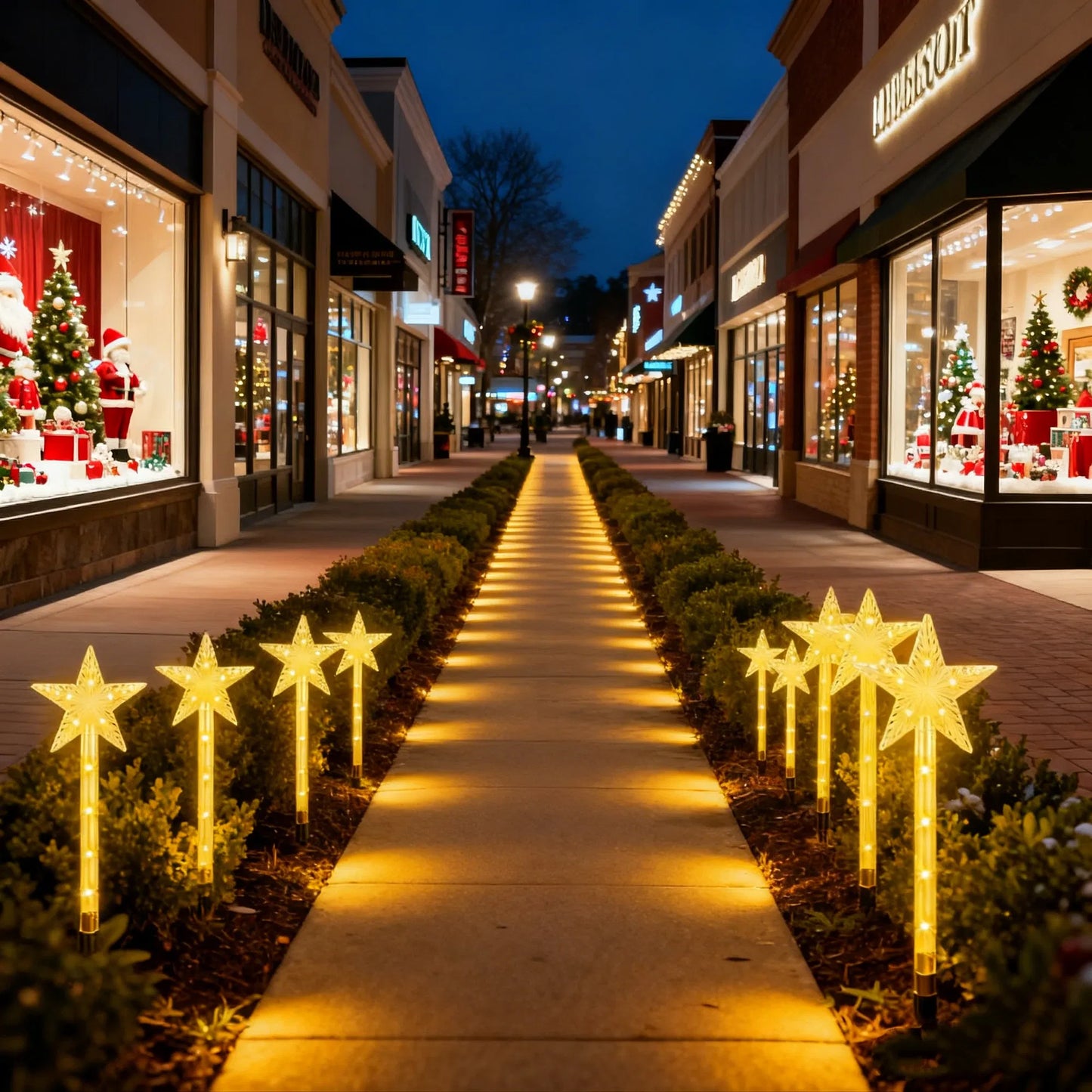 Solar Christmas Outdoor Lights - 8 Modes IP64 Waterproof Star Pathway Lights with 90° Adjustable Panel