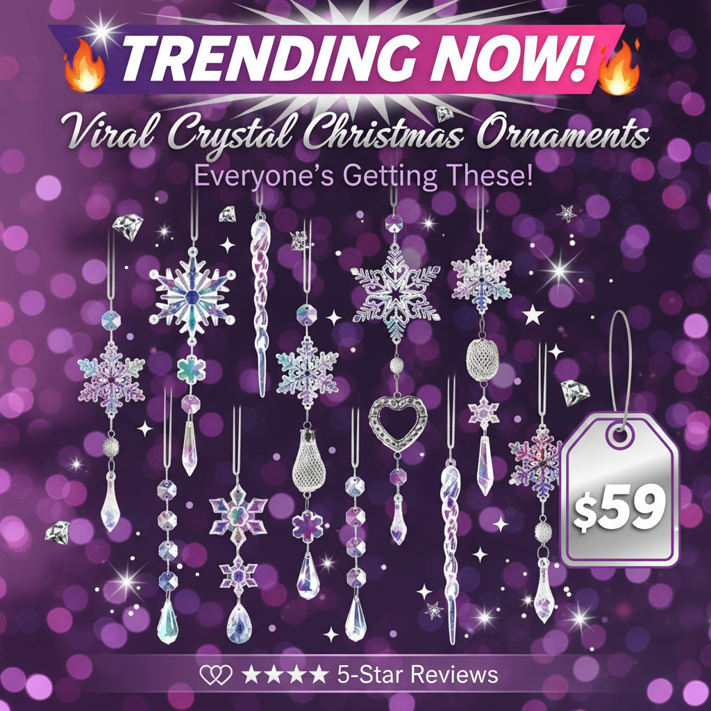 21-Piece Crystal Christmas Tree Ornaments Set - Sparkling Snowflake Decorations