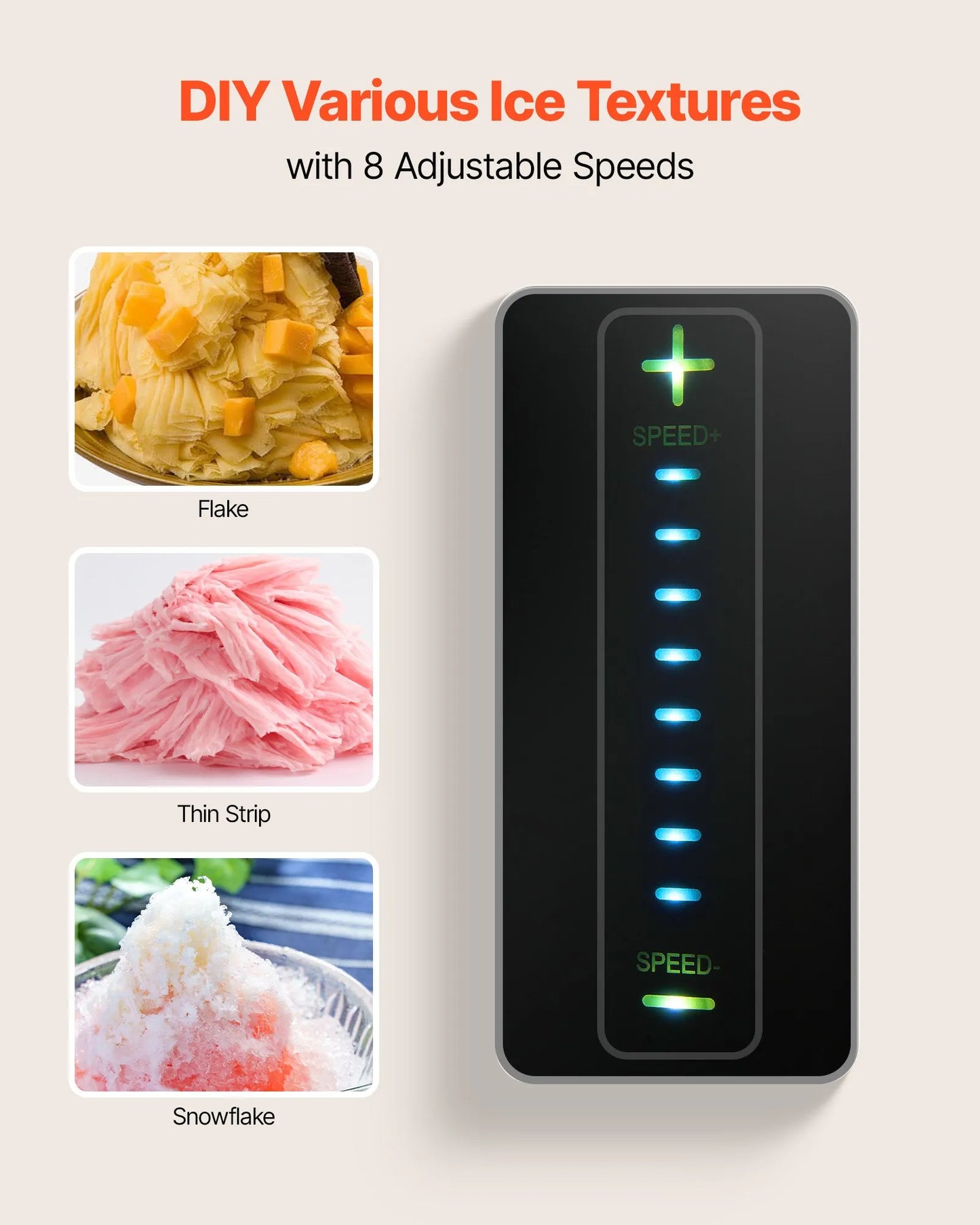 Snowflake Ice Machine - 44lbs/24h Ice Maker with Stainless Steel Blade - Electric Snow Cone Maker