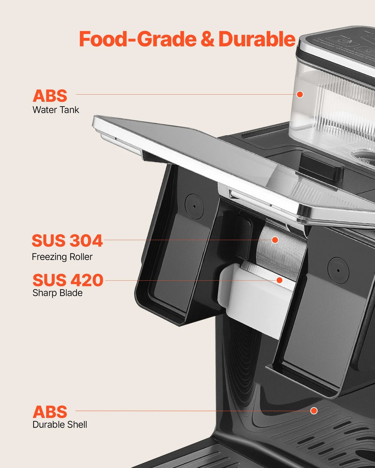 Snowflake Ice Machine - 44lbs/24h Ice Maker with Stainless Steel Blade - Electric Snow Cone Maker