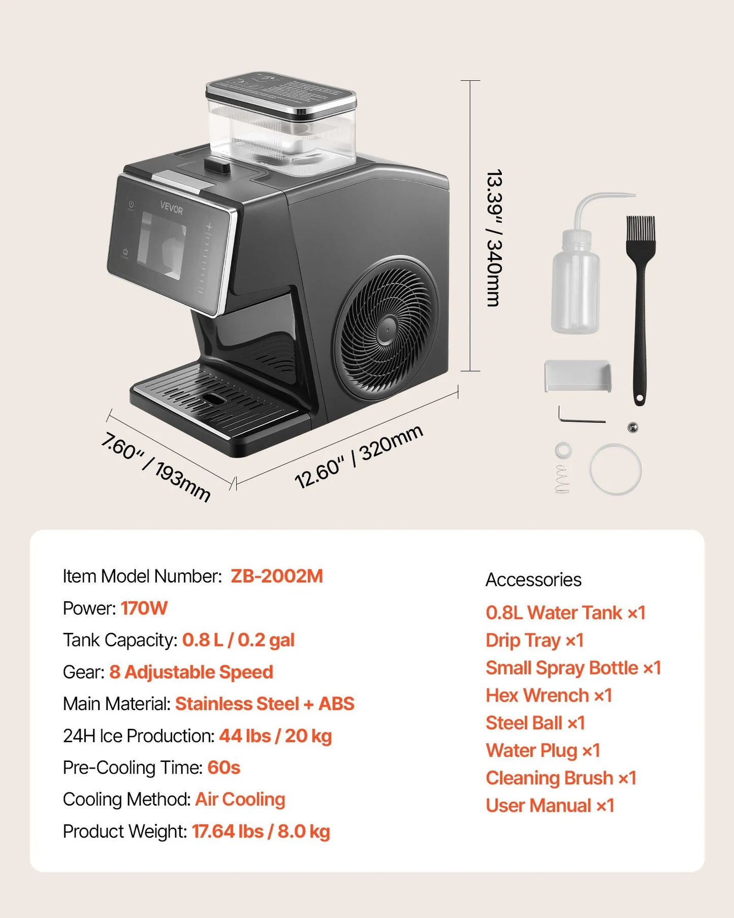 Snowflake Ice Machine - 44lbs/24h Ice Maker with Stainless Steel Blade - Electric Snow Cone Maker