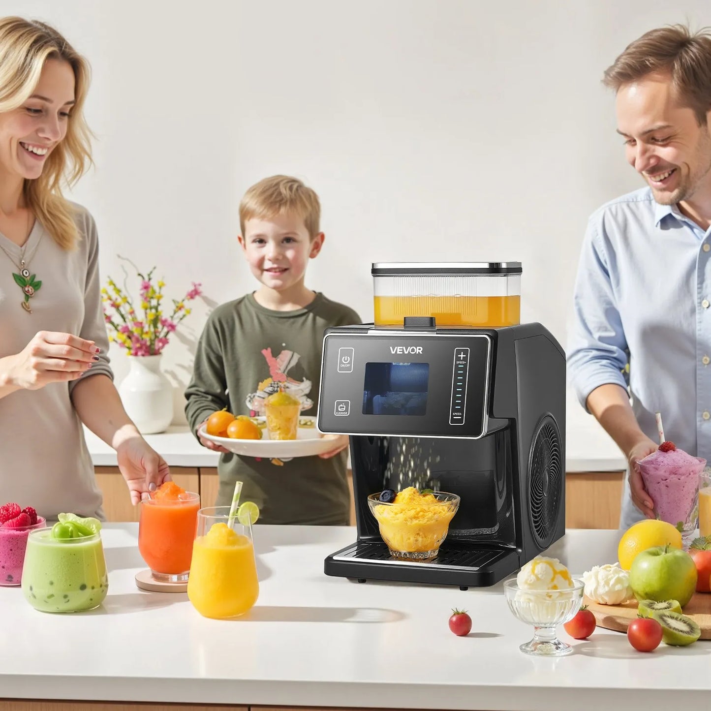 Snowflake Ice Machine - 44lbs/24h Ice Maker with Stainless Steel Blade - Electric Snow Cone Maker