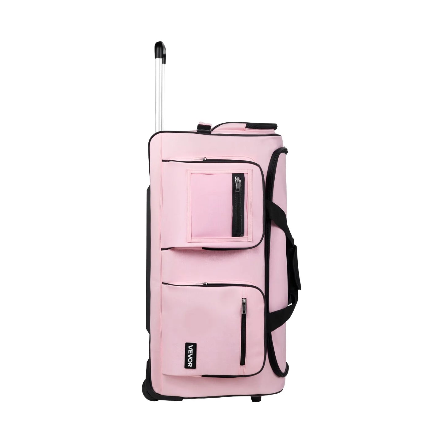 29" Rolling Dance Bag with Garment Rack - Height Adjustable Clothes Rack, USB Port & Privacy Curtain - Matte Pink