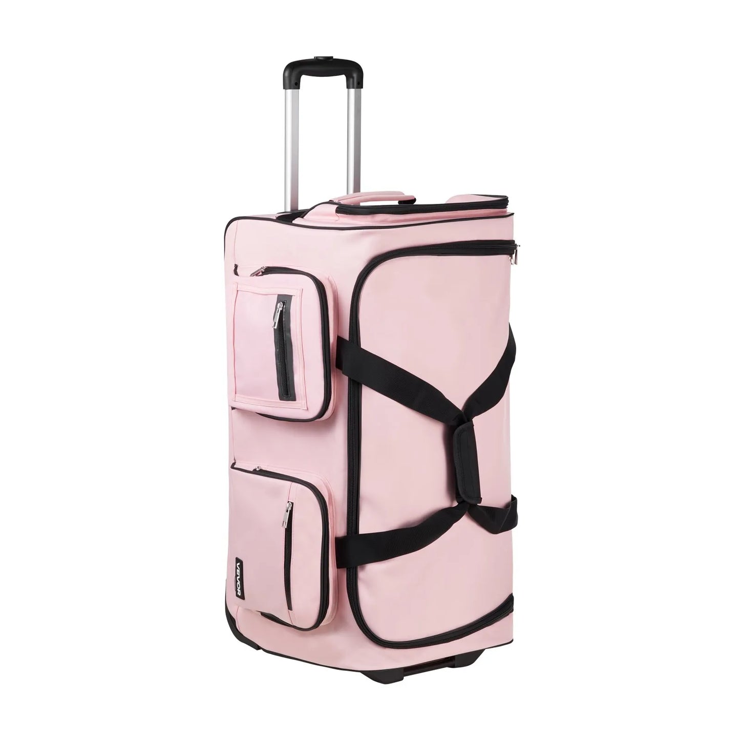 29" Rolling Dance Bag with Garment Rack - Height Adjustable Clothes Rack, USB Port & Privacy Curtain - Matte Pink