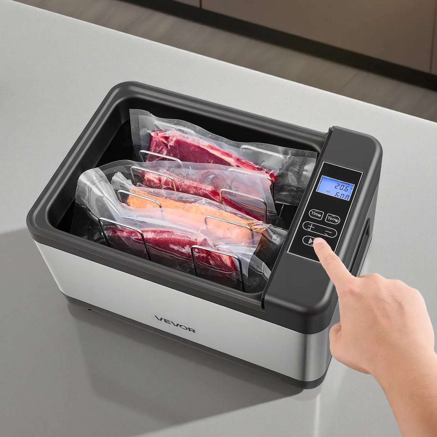 Sous Vide Cooker - 800W All-in-One Sous Vide Machine with LED Display & Glass Lid - Precision Cooking